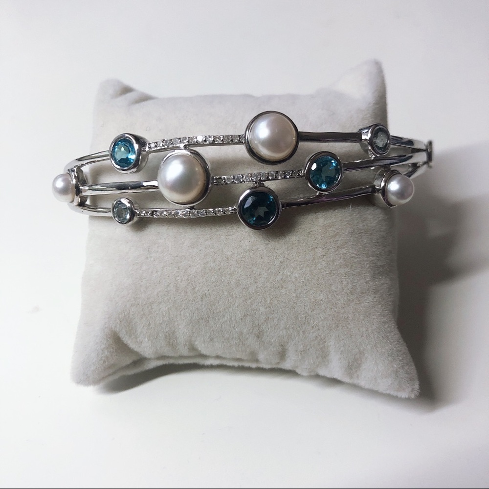 Pearl and Topaz silver bracelet